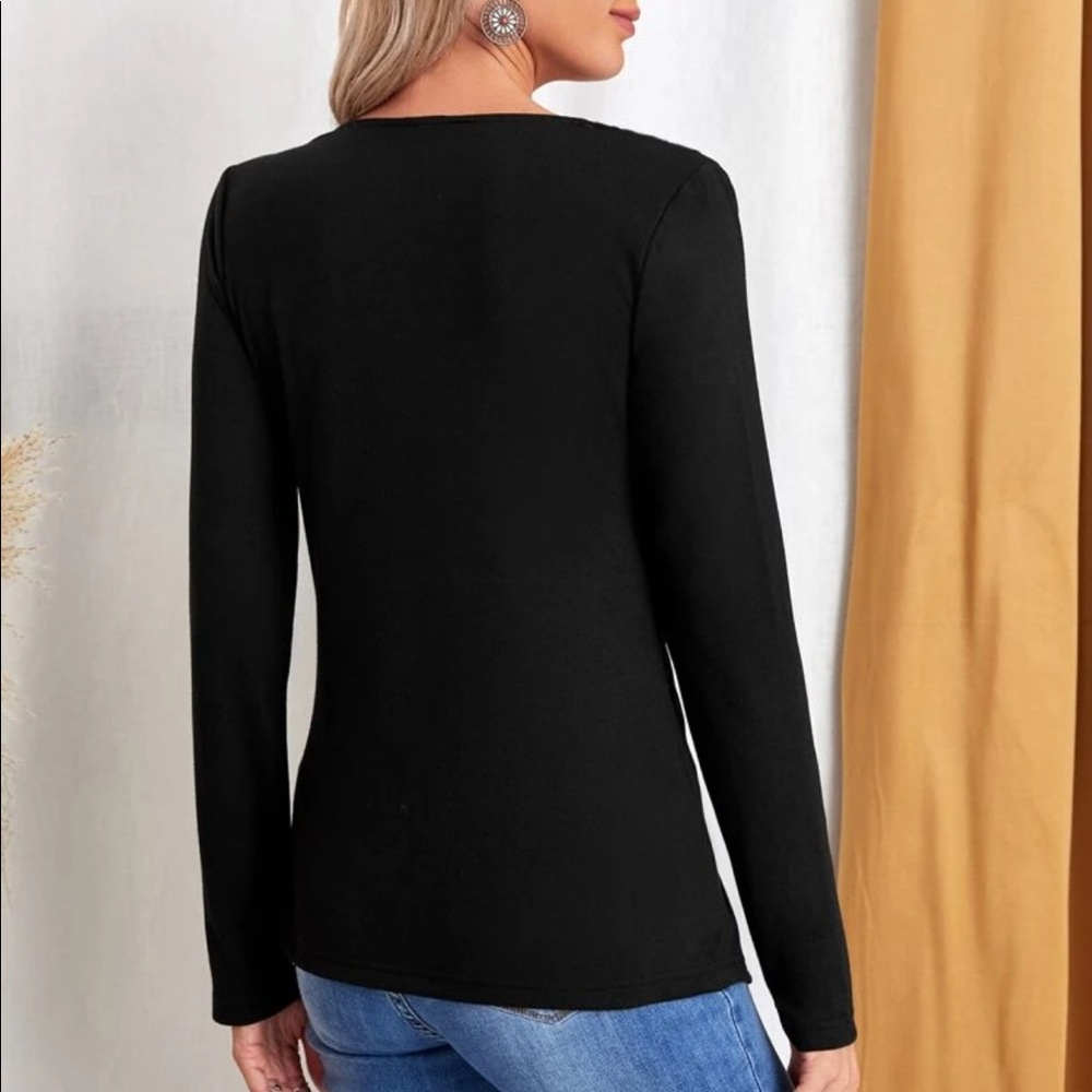 Boho black button detail blouse - Picture 6 of 14